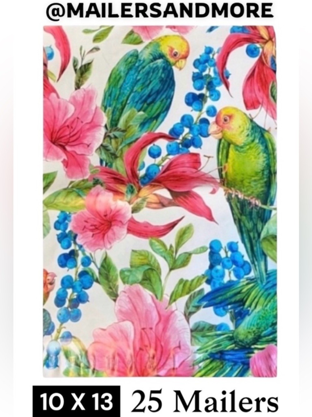 25 10X13 Poly Mailers Tropical Parrot Bird PRICE IS FIRM - Picture 2 of 15